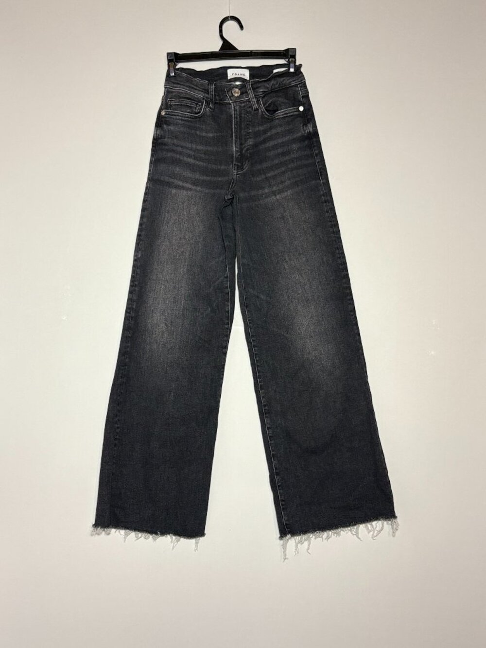 FRAME Le Slim Palazzo Murphy Black Washed High Rise Wide Leg Jeans Size 25